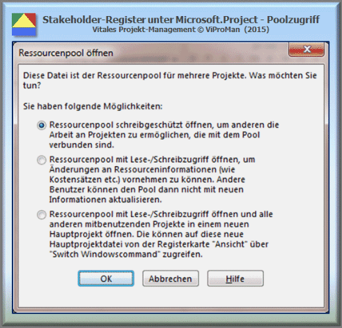 Microsoft.Project - Ressourcenpool:  Zugriff auf den Ressourcenpool [ViProMan, 11.2015]