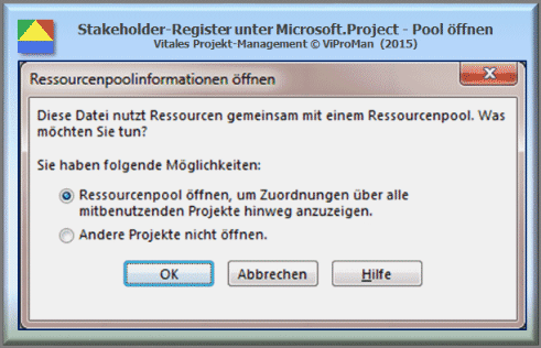 Microsoft.Project - Ressourcenpool:  Öffnung des Ressourcenpools [ViProMan, 11.2015]